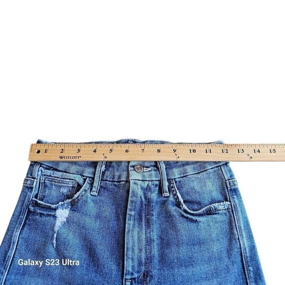 Mother womens blue high rise distressed skinny jeans fit Sz 0 - Picture 4 of 8